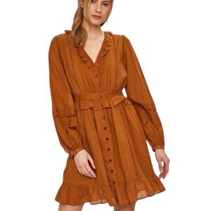 SCOTCH & SODA Sun Ray 100% Organic Cotton Lace Insert Long Sleeve Dress size‎ M